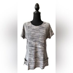 Chico’s: Black And Cream White Top with Front Bucket Pockets